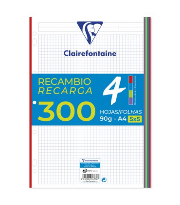 RECAMBIO CLAIREF.A4 5x5 300h BAN.COL.V