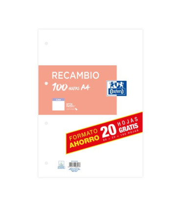 RECAMBIO OXF. A4 100h 4 TAL. LISO