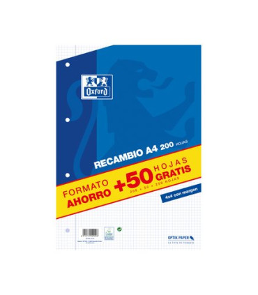 RECAMBIO OXF. A4 250h 4 TAL. CD.4