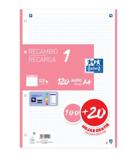 RECAMBIO OXF. A4 100h 4 TAL. CD.5 CHICLE