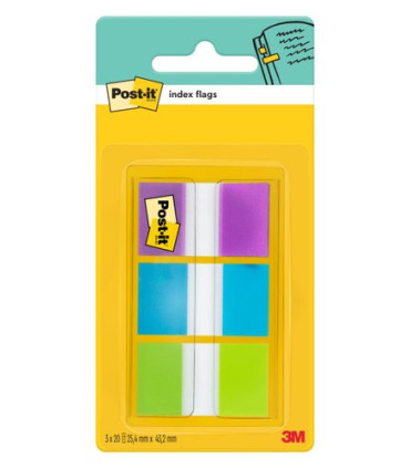 TACO BANDE POST-IT 1  3X20 MOR,VERD,AZUL