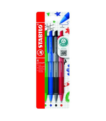 BOLIGRAFO STABILO POINTBALL CAJA 4