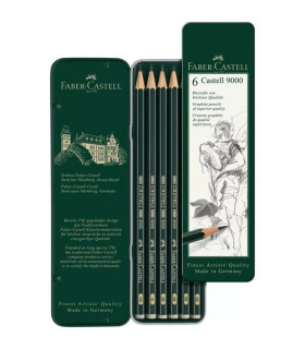 LAPIZ FABER 9000 Est.METAL 6 SURTIDOS