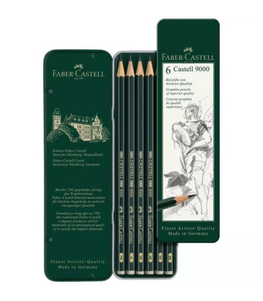 LAPIZ FABER 9000 Est.METAL 6 SURTIDOS