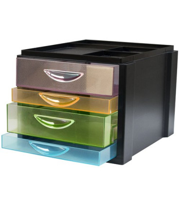 MODULO OLEF 4 CAJONES NEGRO/TRAS