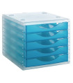 MODULO 5 CAJONES CRISTAL/AZUL