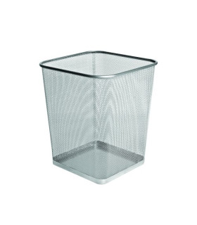PAPELERA FOROFIS METAL CUADRADA PLATA