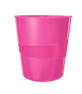 PAPELERA PLASTICO LEITZ WOW 15L FUCSIA