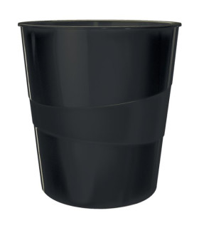 PAPELERA PLASTICO LEITZ WOW 15L NEGRO