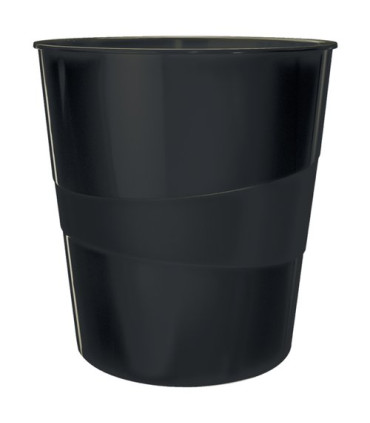 PAPELERA PLASTICO LEITZ WOW 15L NEGRO