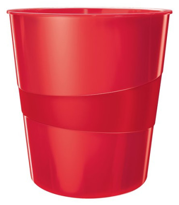 PAPELERA PLASTICO LEITZ WOW 15L ROJO