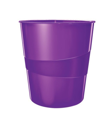 PAPELERA PLASTICO LEITZ WOW 15L VIOLETA