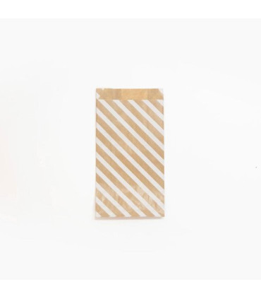 BOLSA PAPEL KRAFT  12x24 RAYAS P/50