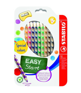 LAPICES COLOR STABILO EASY C. ZURDO 12