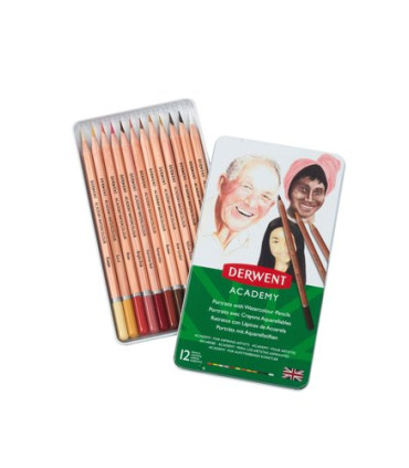 LAPICES DERWENT CAJ.METALICA 12 PZ.ACUAR