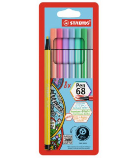 ROTUL.STABILO PEN 68 CAJA PLASTICO de 8