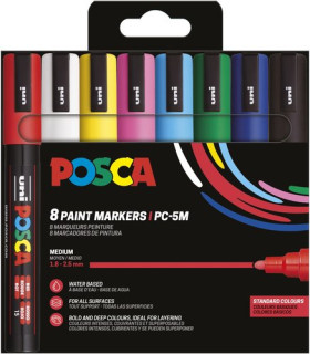 ROTUL.UNI-POSCA PC-5M COL. BASICOS E/8