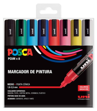 ROTUL.UNI-POSCA PC-5M BOLSA 8