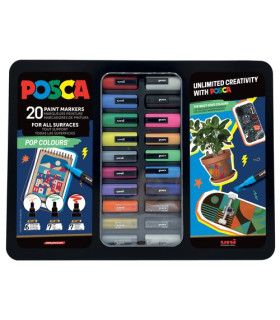 ROTUL.UNI-POSCA CAJA METALICA 20 POP