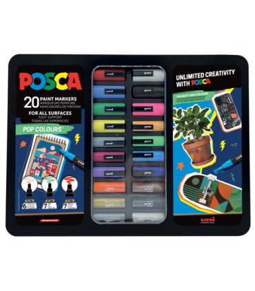 ROTUL.UNI-POSCA CAJA METALICA 20 POP