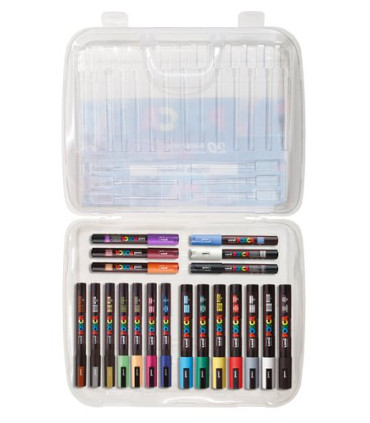 ROTUL.UNI-POSCA MALETA PLASTICO 20 SURT.