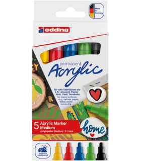 ROTUL.EDDING 5100 ACRYLIC BASICOS PACK 5