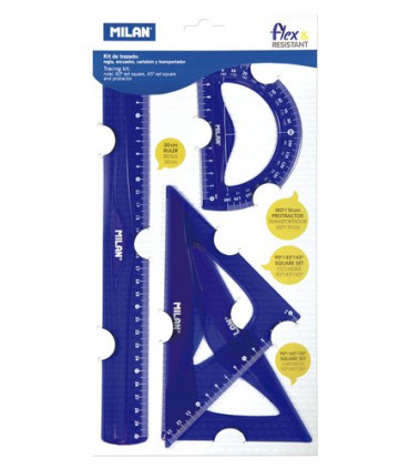 EQUIPO DIBUJO MILAN 30 CM AZUL