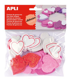 GOMA EVA APLI F.ADH.PURP.CORAZONES B/52