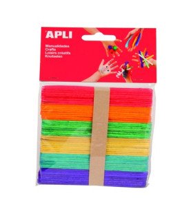 PALILLOS PLANOS MADERA COLOR 11,4cm B/50