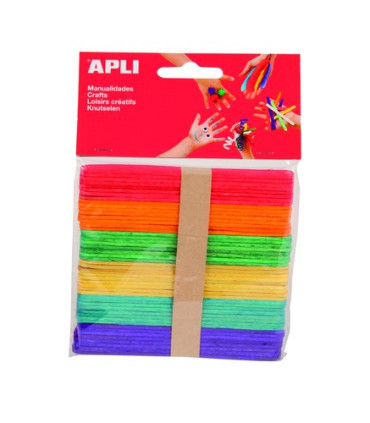 PALILLOS PLANOS MADERA COLOR 11,4cm B/50