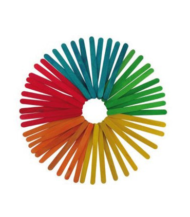 PALILLOS PLANOS COLORES 11,4cm. PACK 50