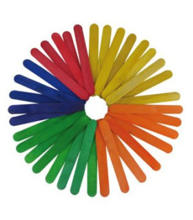 PALILLOS PLANOS COLORES 15cm. PACK 50