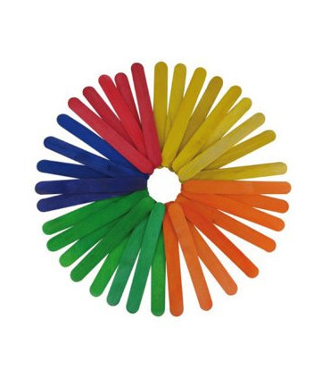 PALILLOS PLANOS COLORES 15cm. PACK 50