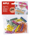 PINZAS APLI MADERA COLORES B/20