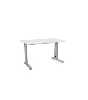 MESA ROCADA METAL 120x60 ALUMINIO/BLANCO