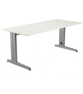 MESA ROCADA METAL 180x80 ALUMINIO/BLANCO