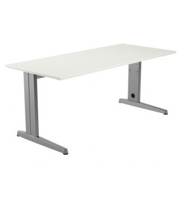 MESA ROCADA METAL 180x80 ALUMINIO/BLANCO