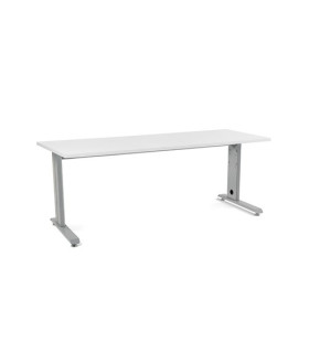MESA ROCADA METAL 200x80 ALUMINIO/BLANCO