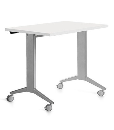 MESA ROCADA METAL 120x60 GRIS/BLANCO