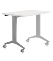 MESA ROCADA METAL 120x60 GRIS/BLANCO