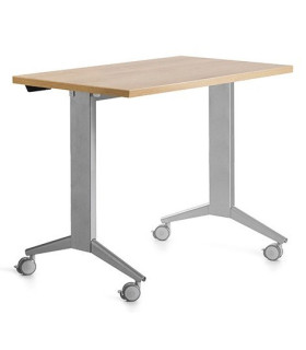 MESA ROCADA METAL 120x60 GRIS/ROBLE