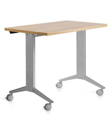 MESA ROCADA METAL 120x60 GRIS/ROBLE