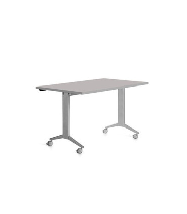 MESA ROCADA METAL 140x80 ALUMINIO/GRIS