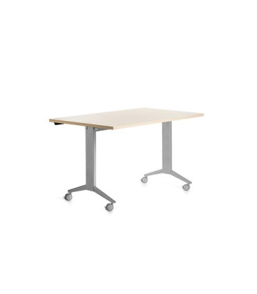 MESA ROCADA METAL 140x80 ALUMINIO/HAYA