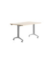 MESA ROCADA METAL 140x80 ALUMINIO/HAYA