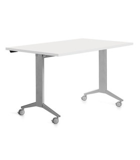 MESA ROCADA METAL 140x80 GRIS/BLANCO