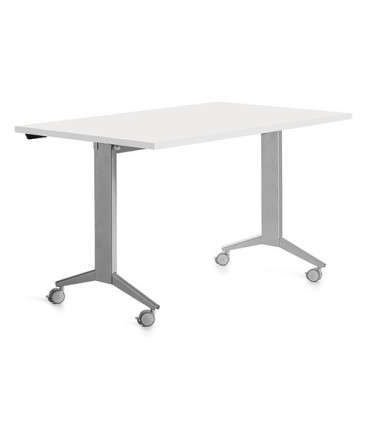 MESA ROCADA METAL 140x80 GRIS/BLANCO