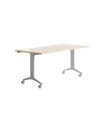 MESA ROCADA METAL 160x80 ALUMINIO/HAYA