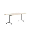 MESA ROCADA METAL 160x80 ALUMINIO/HAYA