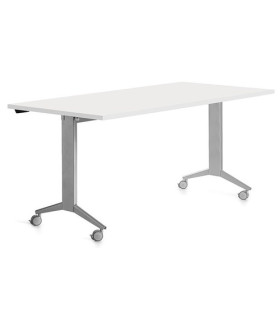 MESA ROCADA METAL 160x80 GRIS/BLANCO